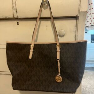 NWOT Michael Kors Brown Structured Tote with Gold Accents